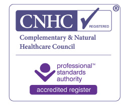 Logo showing registration with Complementary & National Healthcare Council (CNHC) and Professional Standards Authority